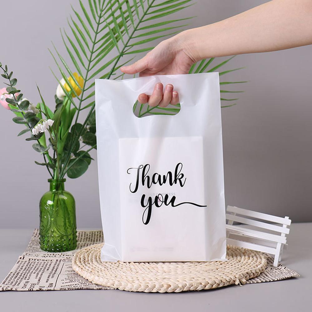 Thank You Gift Bag Plastic Black White Pink Candy Cookie Packing Bag for Wedding Birthday Thanksgiving Party Decoration Supplies