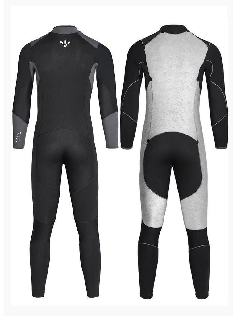 Men's 5/3mm Super Elastic Fleece-Lined Wetsuit, Cold-Proof One-Piece for Diving, Surfing, and Winter Swimming.