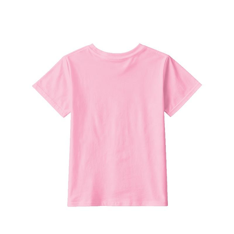 Girls Summer Crewneck T-Shirt, Cute Orange Cat & Heart Cartoon Print