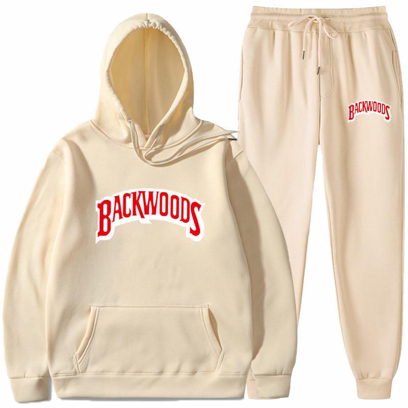 Tide brand sweater set BACKWOODS printed men's and women's fleece hoodie two-piece set