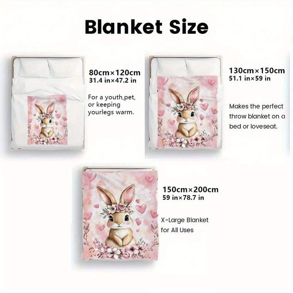 1pc of Adorable Rabbit-Themed Blanket - a Lightweight Bedding Accessory Perfect for Sofas, Beds, Travel, Camping, Living Rooms, Offices, And