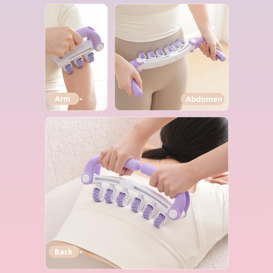Leg Massage Roller Anti-Cellulite Lymphatic Drainage Deep Tissue Therapy Thighs Arm Back Shoulder Muscle Relaxation Massage Tool with 12 Rollers