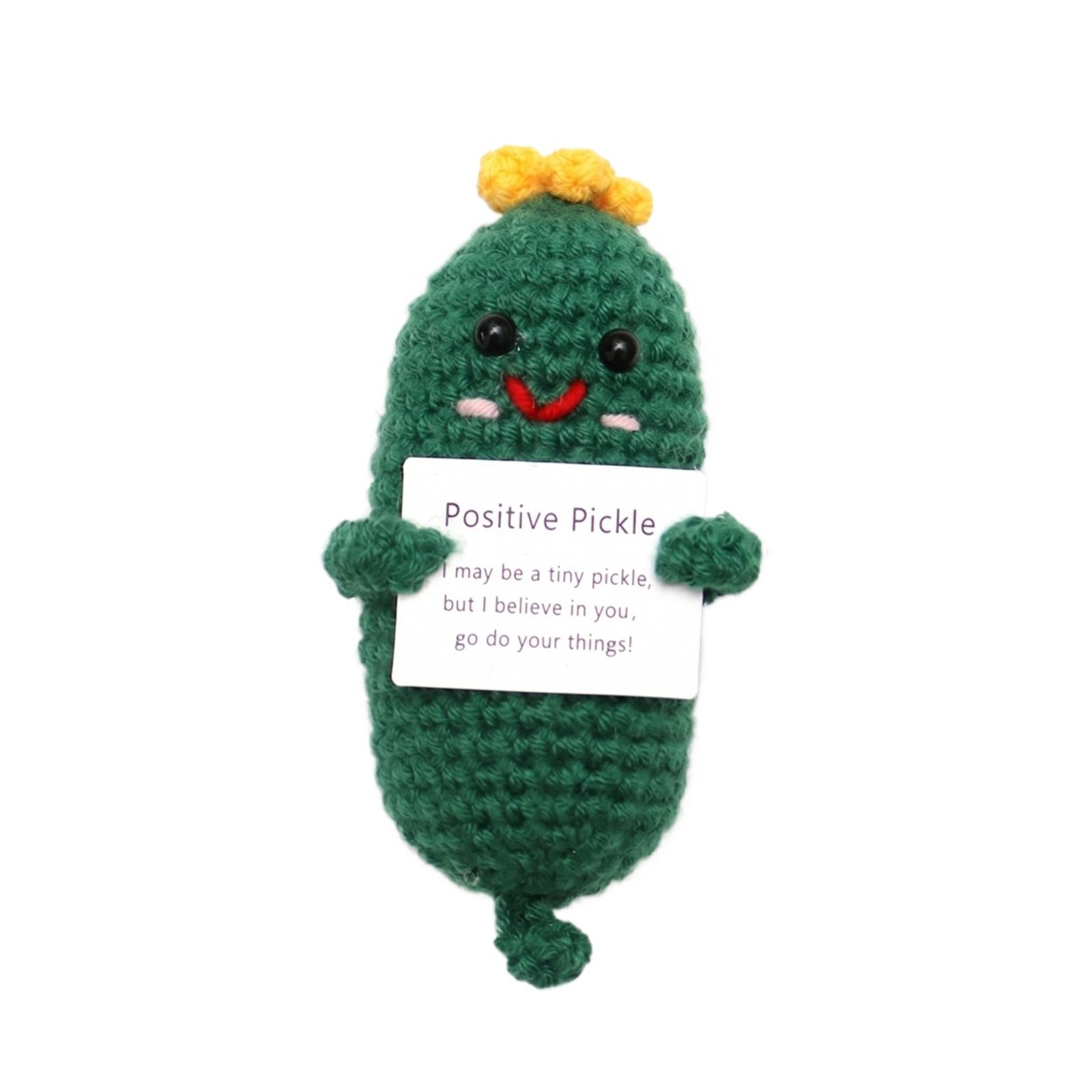 

Handmade Crochet Plush Toy Positive Pickle Soft Stuffed Amigurumi Doll Graduation Gift Home Decoration Collectible Item One Size