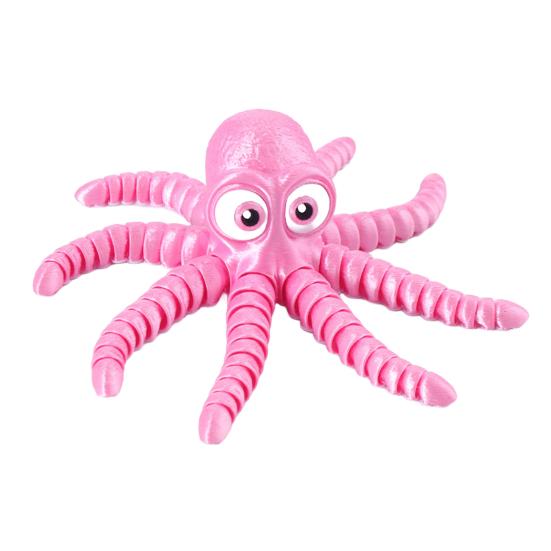 3D Printed Octopus Figurine Movable Joints Big Eyes Octopus Figure Articulated Sea Animal Model Fidget Toy Home Office Desktop Decoration Ornament