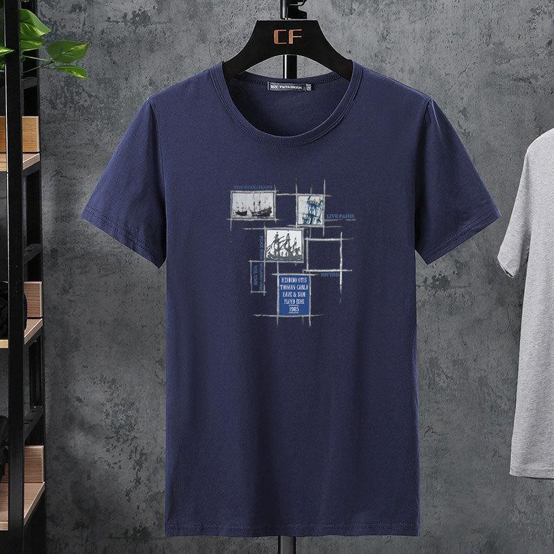 Мужская летняя эластичная мужская хлопковая футболка с короткими рукавами — фото 5