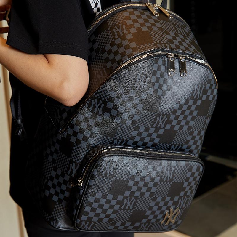 New MLB Polyurethane Backpack Unisex Black Gold 3ABKM032N-50BKS