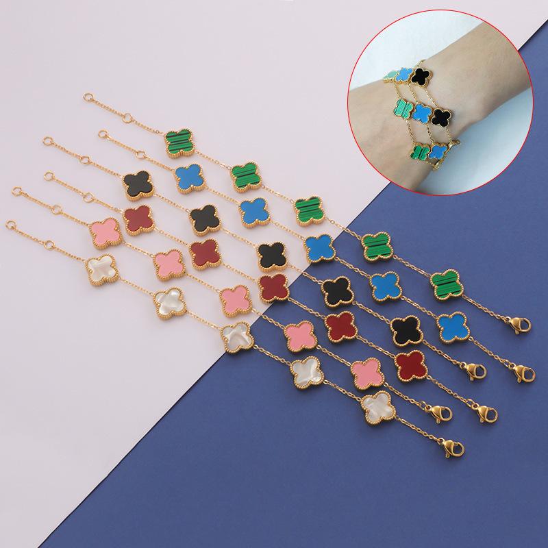 Brățară nouă cu trifoi cu patru foi pentru femeie simplă Ins Cinci flori sidef Noroc Trifoi cu patru foi Bijuterii cu sute de mâini