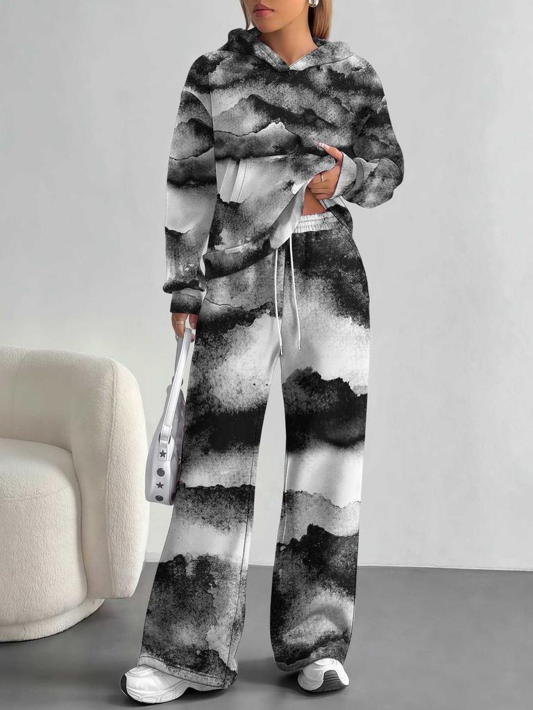 Vertigo European And American Autumn And Winter Casual Long-Sleeved Suit Women'S Hooded Sweater Trousers Two-Piece Set