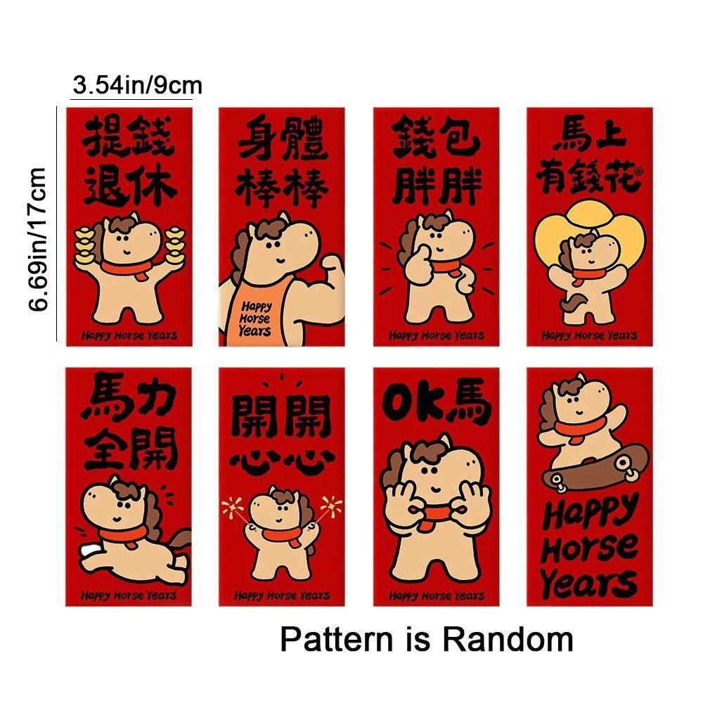 30 pieces Chinese Style 2026 Horse Year Red Envelope Cute Large Capacity New Year Money Envelope Paper Traditional Red Pocket