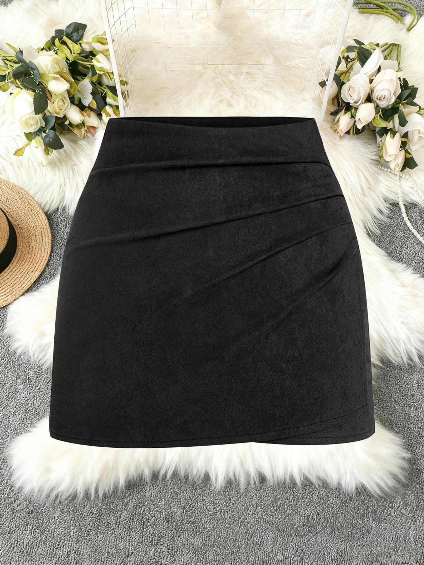 Plus Size Women s Classic Versatile Asymmetrical Pleated Skirt 3XL