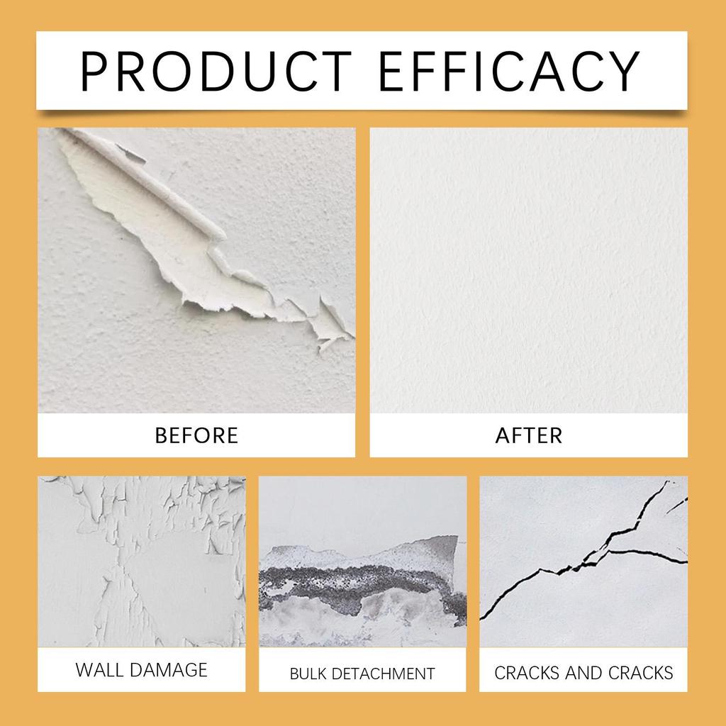 Jue-fish Quick-Fix Wall Roller Compound - White Instantly Conceals Holes, Nail Pits, and Cracks with One Coat (300g)