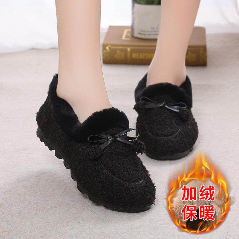 Doudou shoes women's autumn and winter warm thick-soled new Mao Mao shoes flat-soled versatile cotton shoes velvet mother wear