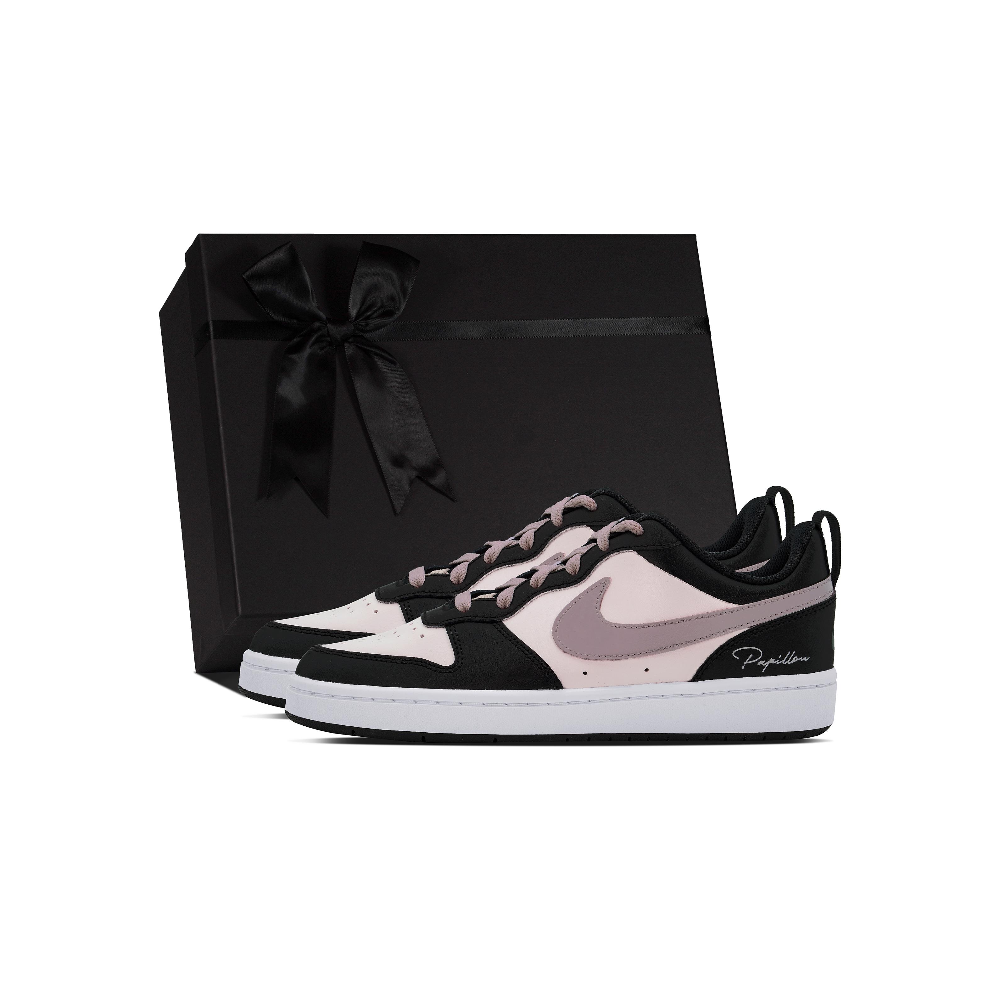 

Nike Court Borough Low DEER Black Rose Raspberry Leather Slip Resistant Abrasion Resistant Low top Skateboard Shoes GS BQ5448-115(Team84-S-BOX) 37.5