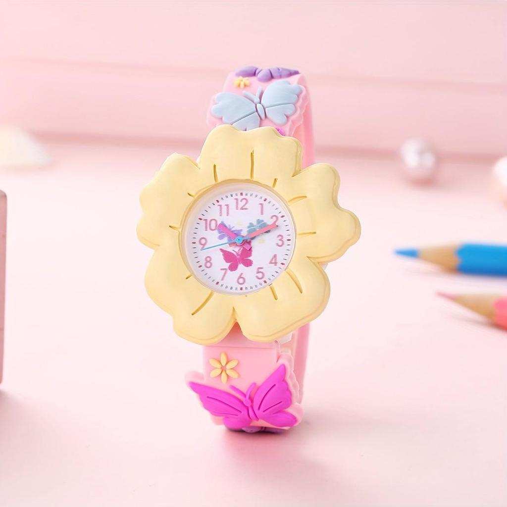 Colorful Cartoon Flower Silicone Wristwatch for Girls - Quartz Movement