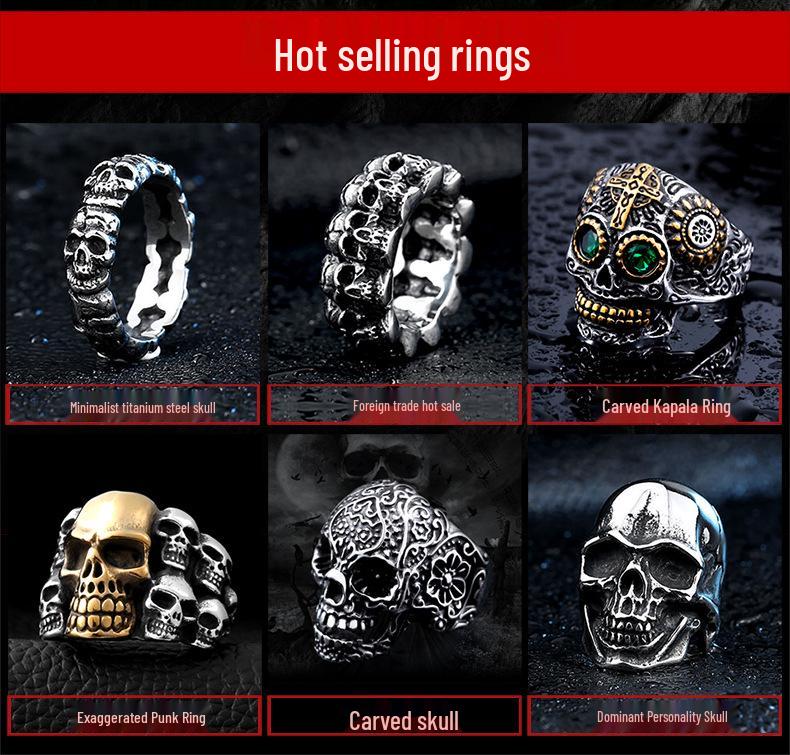 Retro Men's Titanium Skull Ring - Stainless Steel Punk Jewelry