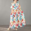 Short Sleeve Plus Size Cotton Vintage Floral New In Dresses for Women Casual Loose Long Summer Dress