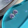 Blue love zircon stud earrings simple versatile spiral screw stud earrings