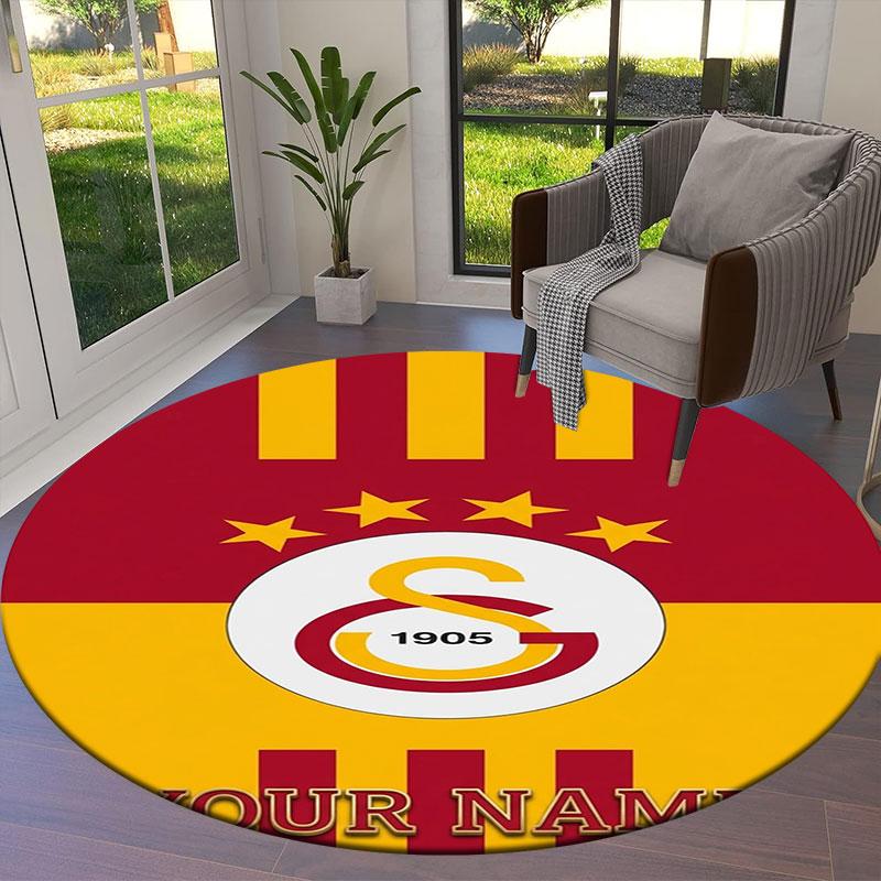 Galatasaray S Custom Name Round Area Rug,Carpet Rug for Living Room Bedroom Sofa Playroom Decor,Non-slip Floor Mat