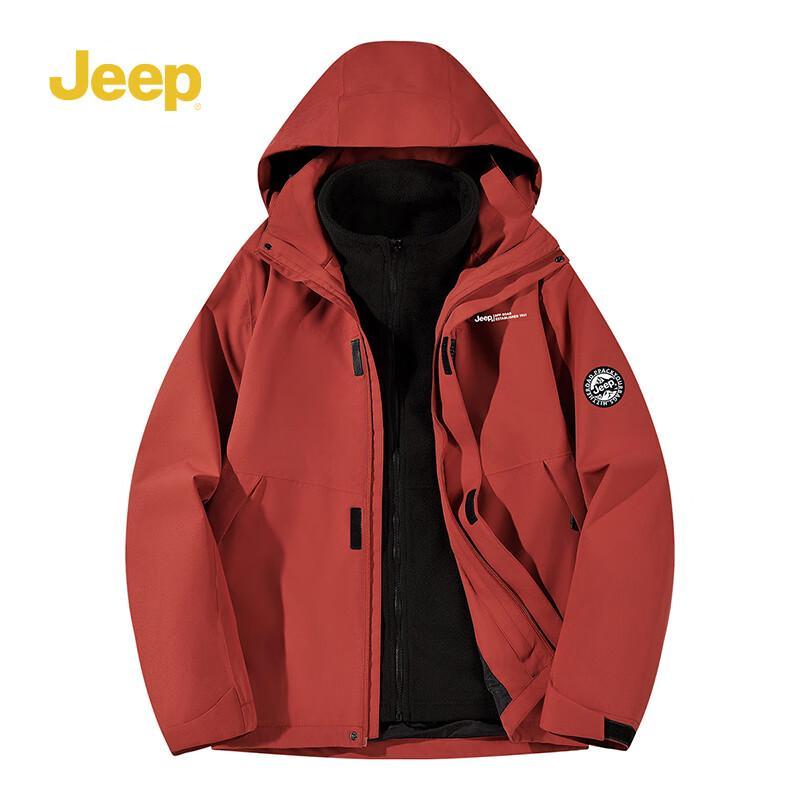 JEEP P844MWJ337 3-in-1 Fleece-Lined Windproof Couple's Outdoor Jacket