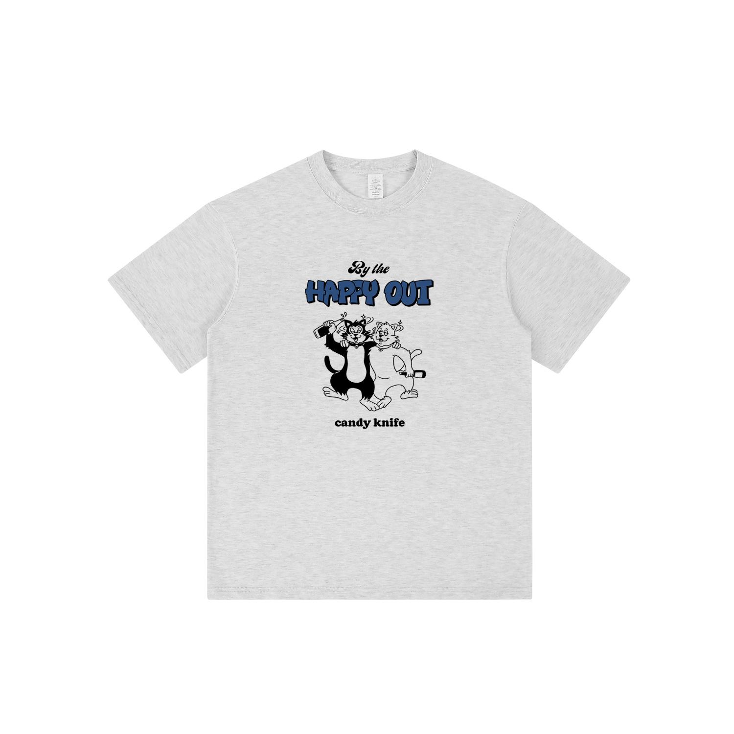 

Korean Sweet Cartoon Print Unisex Loose T-Shirt - 2024 Summer S
