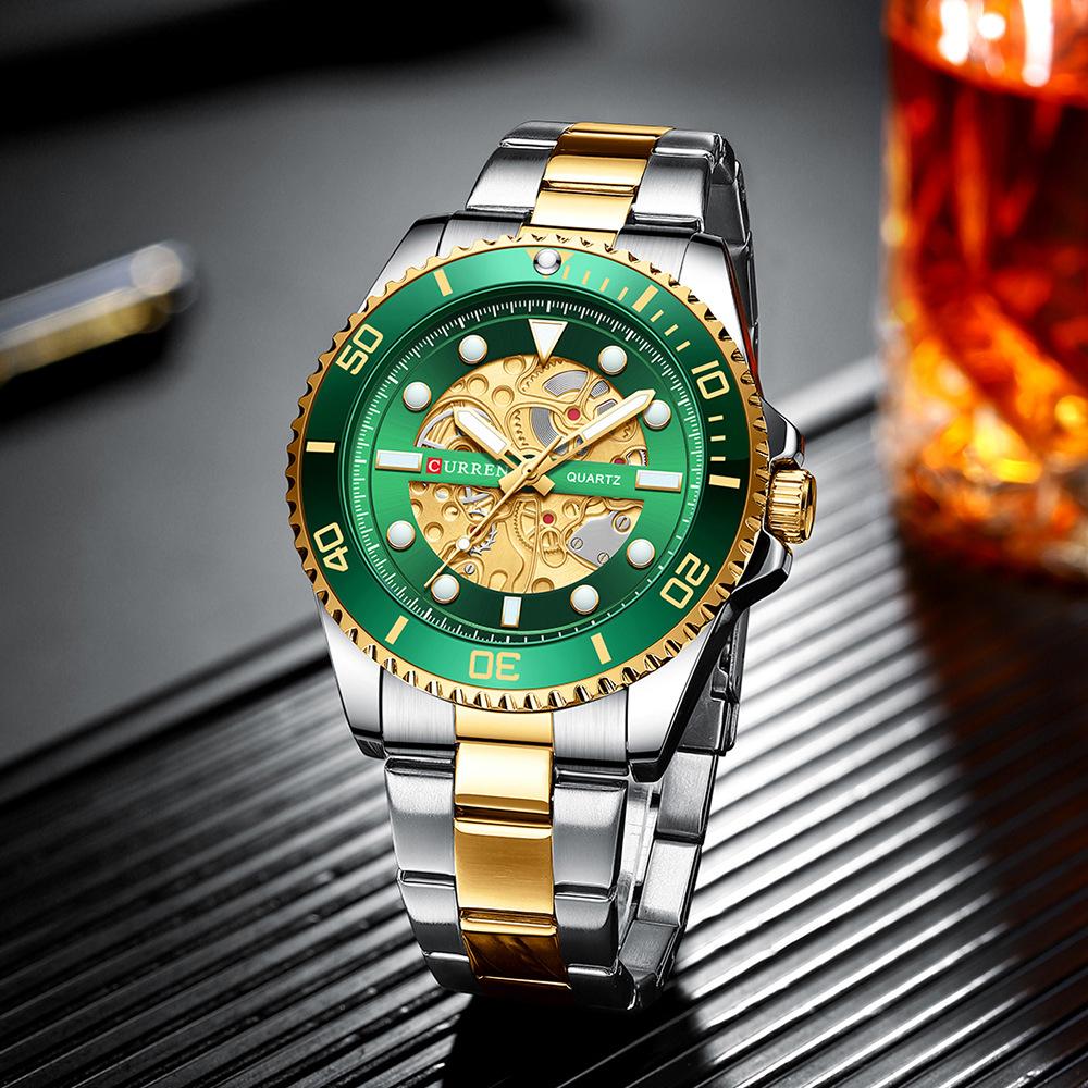 CURREN Fashion Business Men's Watch Quartz Waterproof Night Light Unique Rotating Bezel Luxury Watches