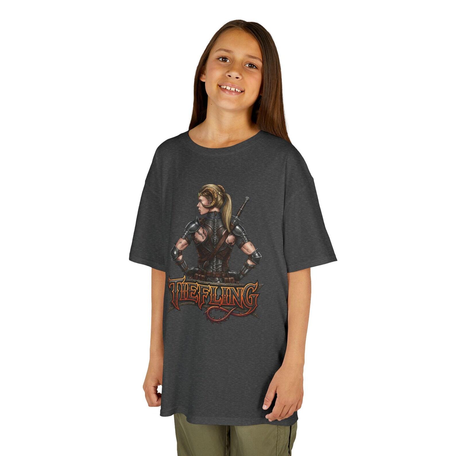 Tiefling DnD T-Shirt Kids Tee | Sword Fantasy RPG Logo Dungeons and Dragons L