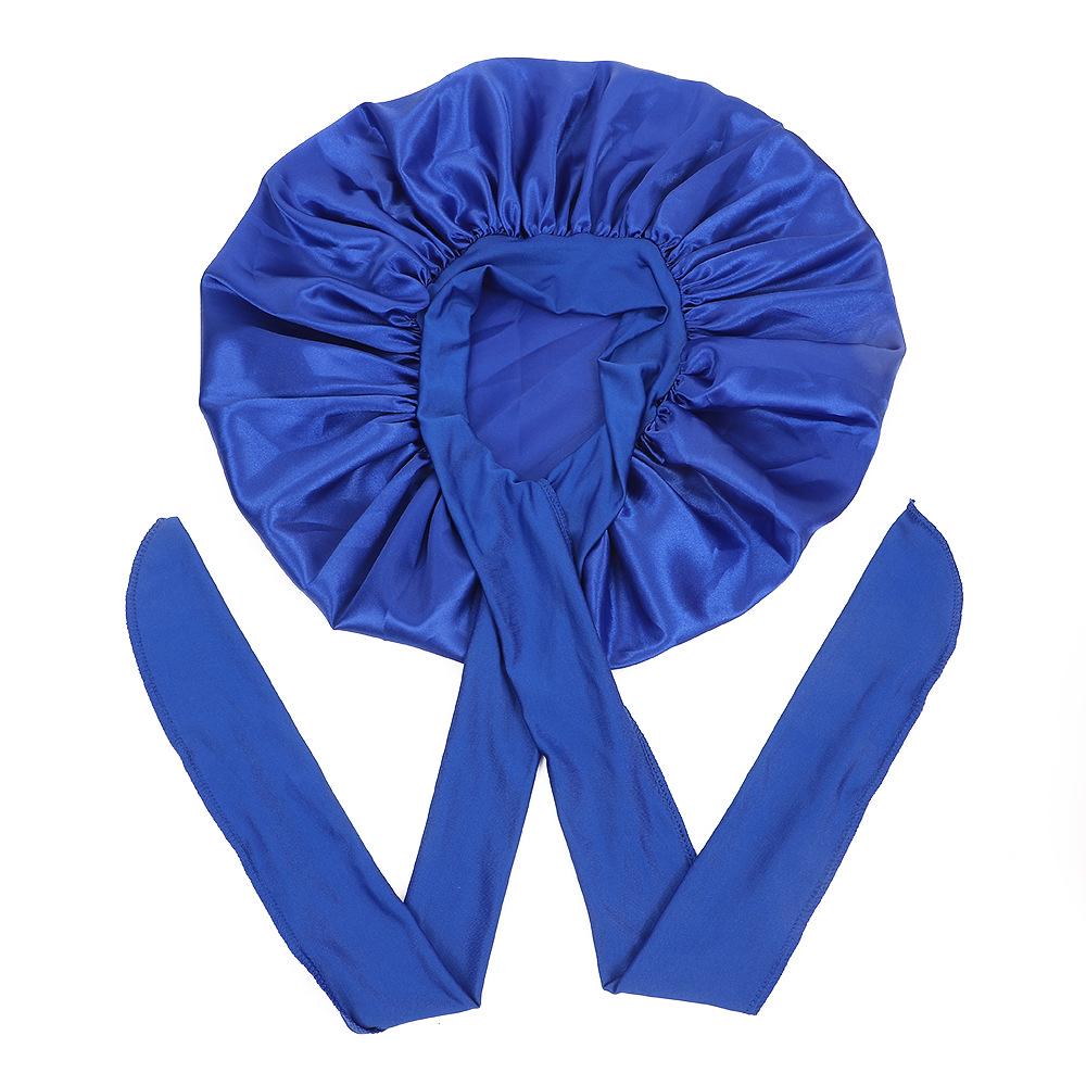 Women's Satin Sleep Cap with Elastic Ribbon - Large Hair Protection Cap for Home Use