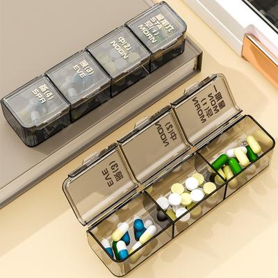 Pillendose mit großem Fassungsvermögen, staubdicht, versiegelt, Datumsmarkierung, transparent, wöchentliche Pillendose, Haushaltsbedarf