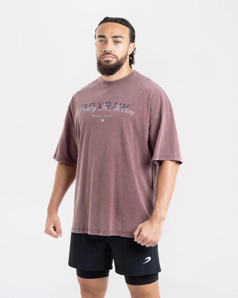 BOXRAW Poetry In Motion Oversized T-Shirt - Men'S M Bxrw-U-Pimt [Washed Burgundy]