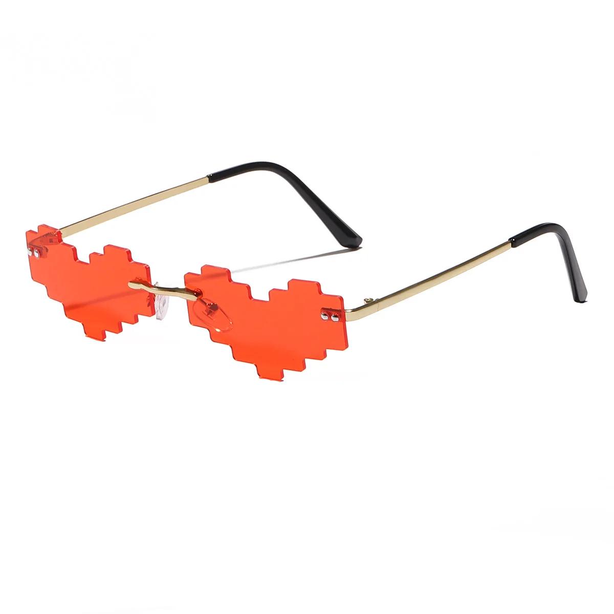Funny Mosaic Heart Shaped Sunglasses Couple Style for Men and Women Personalized Frameless Sunglasses красный