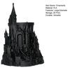 Dark Castle Pen Holder Large-Diameter Storage Desktop Organizer with 3D Micro-Landscape Design Distressed Black Gray Texture Durable Fantasy Decor