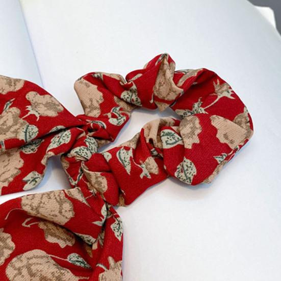 Hair Tie Floral Print Long Ribbon Chiffon Fabric Hair Rope Easy to Wear Bun Half-Tied Hairstyles Ponytail Holder Hair Accessory