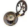 6.5cm Brass Handmade Brass Sundial Compass Beautiful Gift Item with Leather Box