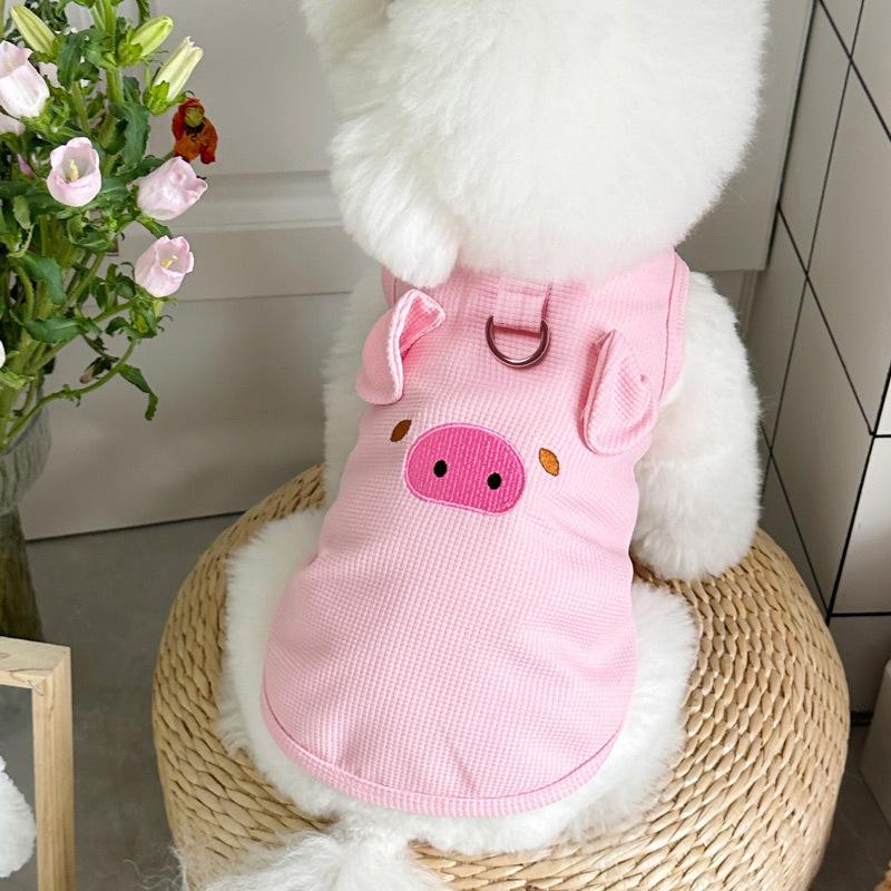 Cute Pet Vest Breathable Waffle Knit Soft And Comfortable With Traction Buckle Suitable For Spring/summer Dog And Cat Vest