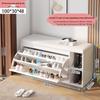 Shoe Storage Bench with Flip-Top Cabinet and Integrated Stool for Entryway