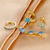 3PCS New Stainless Steel Zircon Water Drop Hoop Earrings Set For Women 18K Gold Plated Huggie Heart Earring Piercing Jewelry