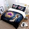 Praying Woman with Purple Rose Bedding Duvet Cover Set  (1*Duvet Cover 2*Pillowcases, Without Duvet Insert)