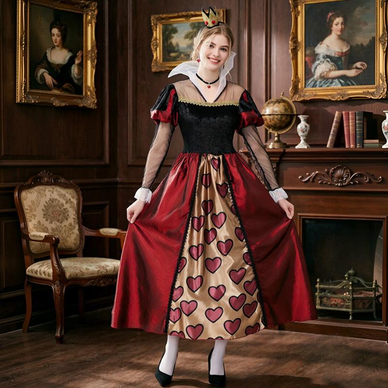 Cosplay retro court style black and red love dress halloween queen of hearts cosplay performance dress party dress dress