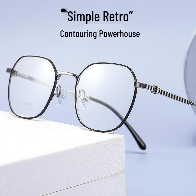 

Bestfen S115E Ultralight Pure Titanium Polygon Eyeglass Frame, Compatible with Prescription Lenses чорний