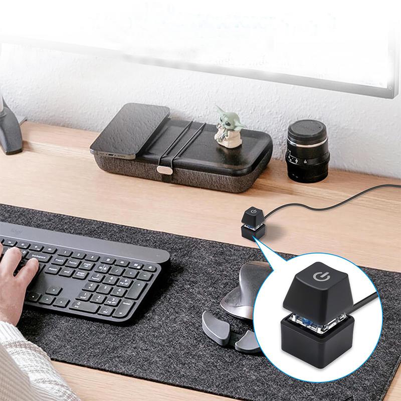 1 Stück Externer Computerschalter 2m LED-Leuchten PC-Motherboard Externer Start Ein-/Aussch-Taster Verlängerungskabel für Homeoffice