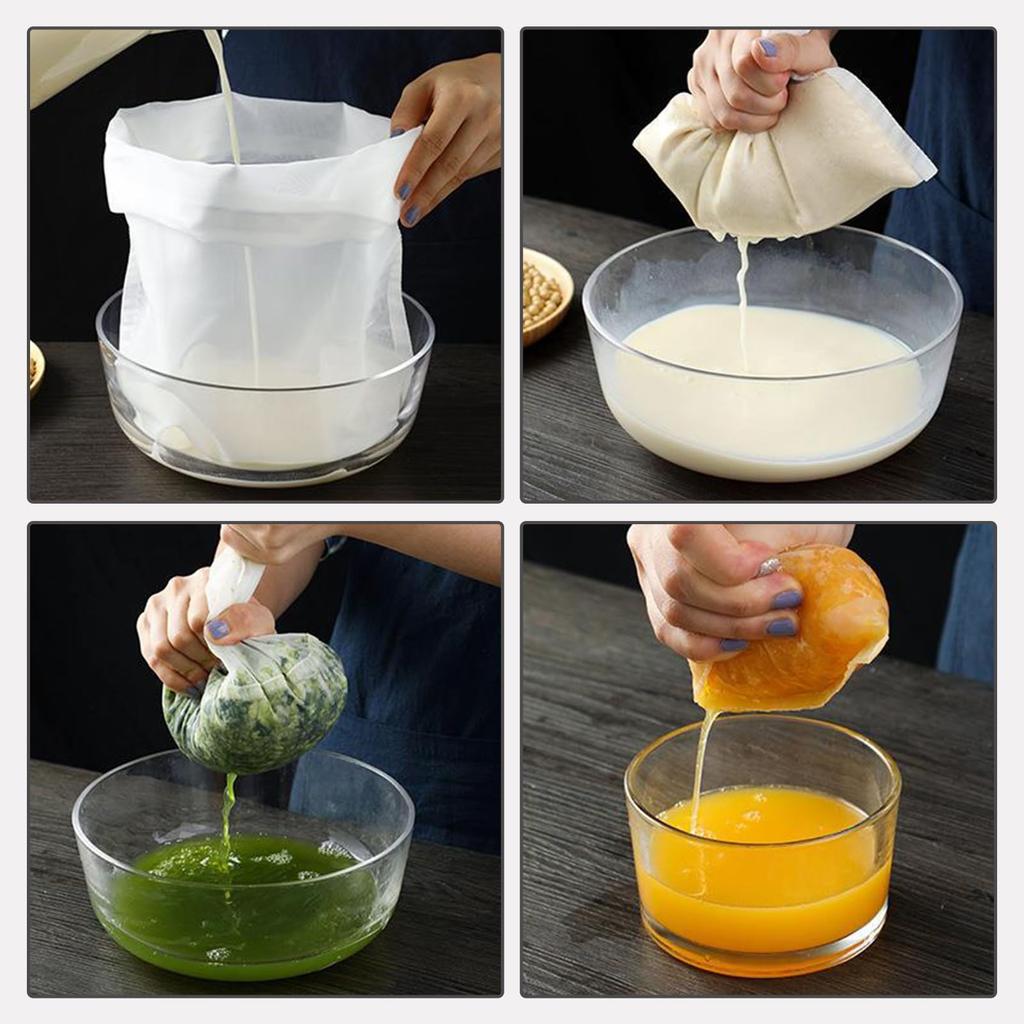 Doyime Filtration Net Strainer Bags (20x30cm) - High-Density Fine Mesh Dashi Strainer Bags for Wine, Juice, Soy Milk, Milk, Squeezing, Steaming,