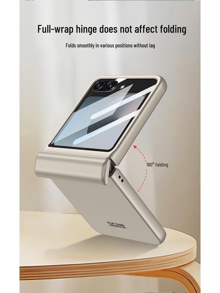 Samsung Z Flip 6 Foldable Screen Case with Large Window, Ultra-Thin Magnetic Buckle, Elegant Design.