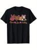 Vintage Graphic 100 Cotton TShirt Peace Love Bulldog With Leopard Heart And Peace Sign Summer