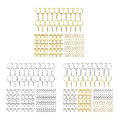 20Pcs Gold Silver Metal Key Ring Hoop 100Pcs Open Jump Rings 100Pcs Claw Nails Split Keyring for DIY Keyring Crafts