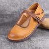 Retro Women's Shoes with Soft Soles and Soft Tops Casual Single Shoes with Comfortable Buckles and Cowhide Mom Shoes