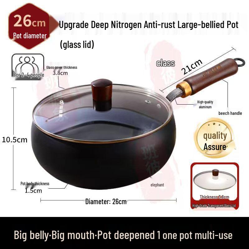 Large-Bellied Mini Wok: Flat-Bottomed Non-Coated Non-Stick Iron Pot for Stir-Frying
