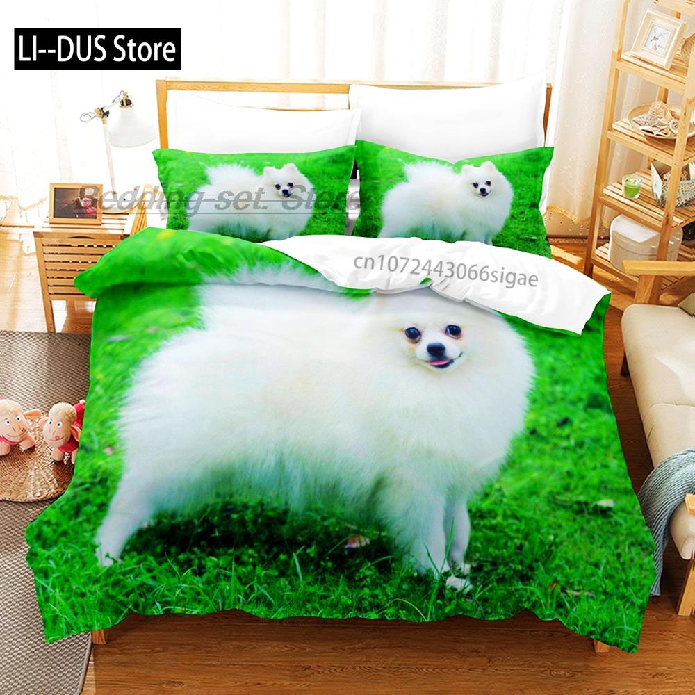 Niedliches Hunde-Bettwäsche-Set Einzelbett Twin Full Queen King Size Bett-Set Aldult Kinderzimmer Bettbezug-Sets 3D-Druck Anime Bettlaken-Set