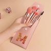 8Pcs Pink Makeup Brushes Set Professional Eyeshadow Brushes With Portable Case For Travel Engrave Image Pattern