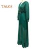 Women's Sequins Jumpsuits Long Sleeve V-Neck Shirt Sparkly Belted Wide Leg Romper Evening Party Overall Pants