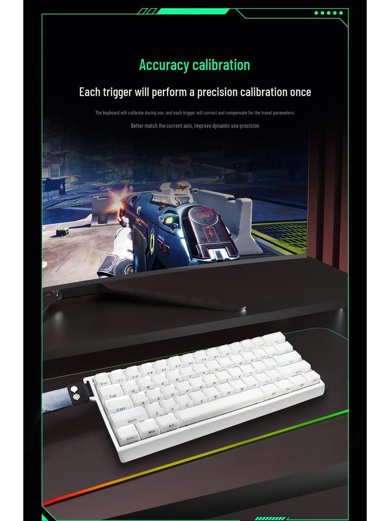 Customizable 61-Key Wired Gaming Mechanical Keyboard with Magnetic Switch and Aluminum Gasket Mount